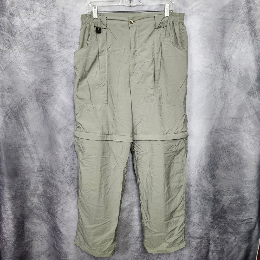 Browning Convertible Pants Mens 34x30 Gray Zip Off Fishing Hiking Outdoors